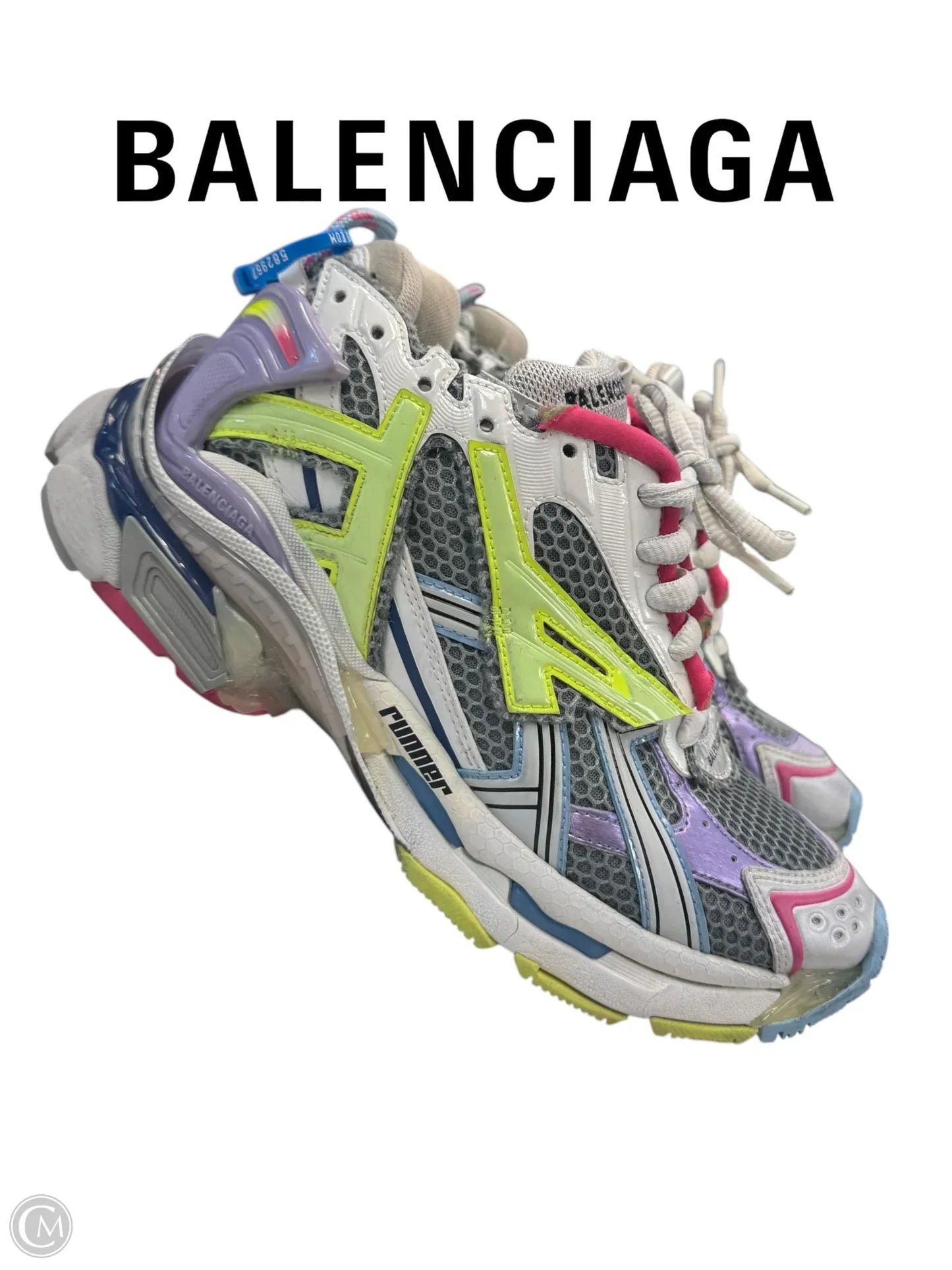 Shoes Luxury Designer By Balenciaga In Grey & Purple, Size: 8