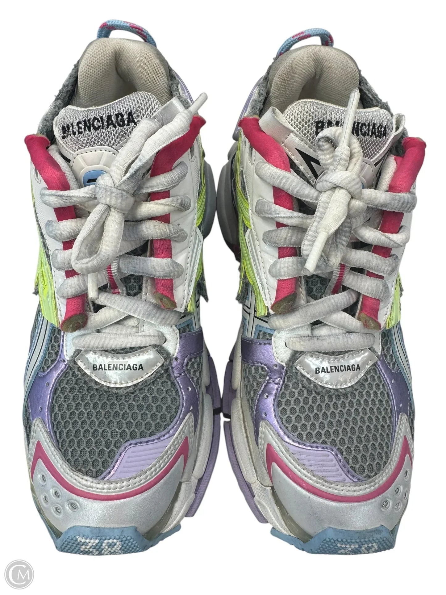 Shoes Luxury Designer By Balenciaga In Grey & Purple, Size: 8