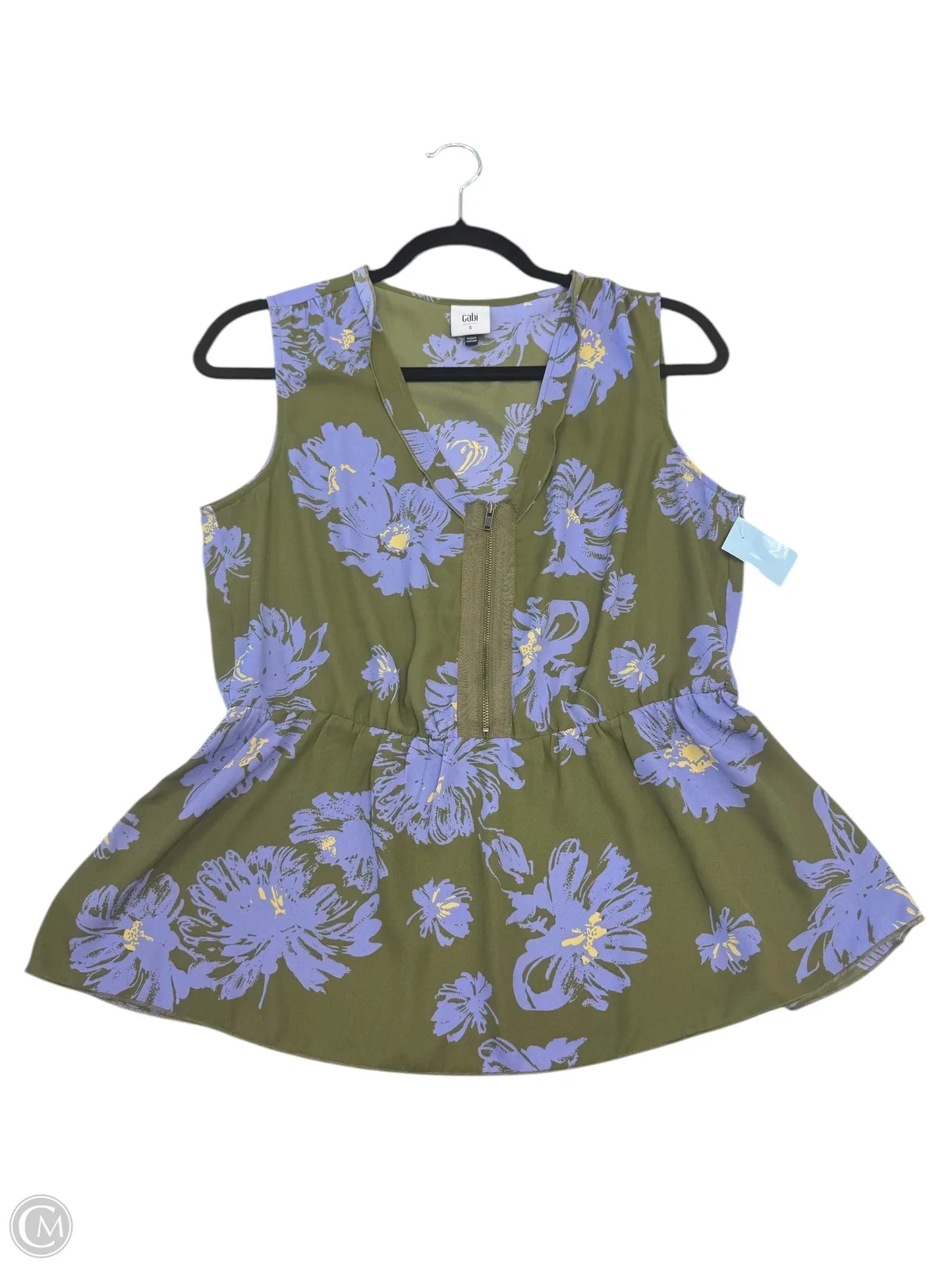 Top Sleeveless By Cabi In Green & Purple, Size: S