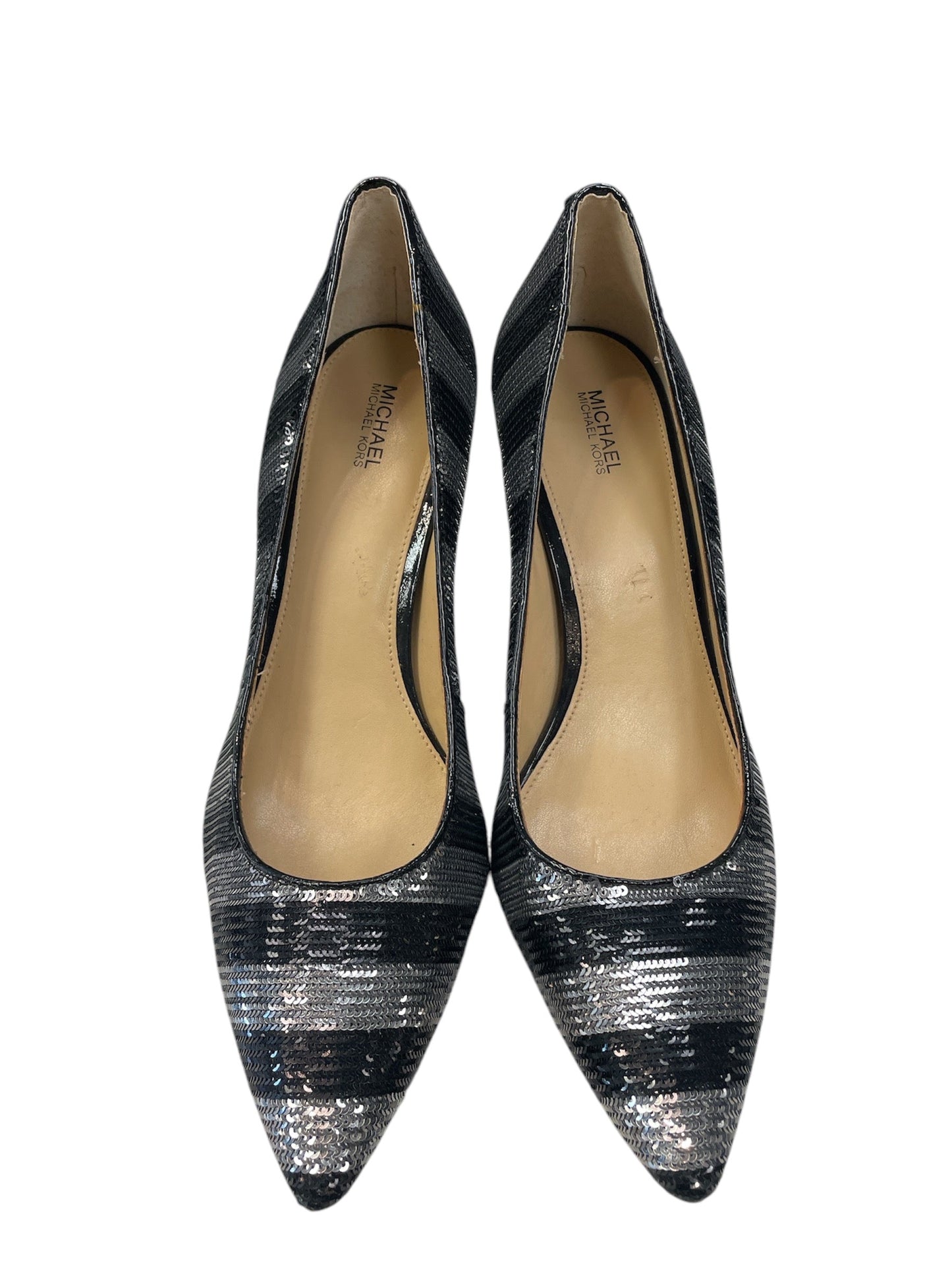 Shoes Designer By Michael By Michael Kors In Black & Silver, Size: 11