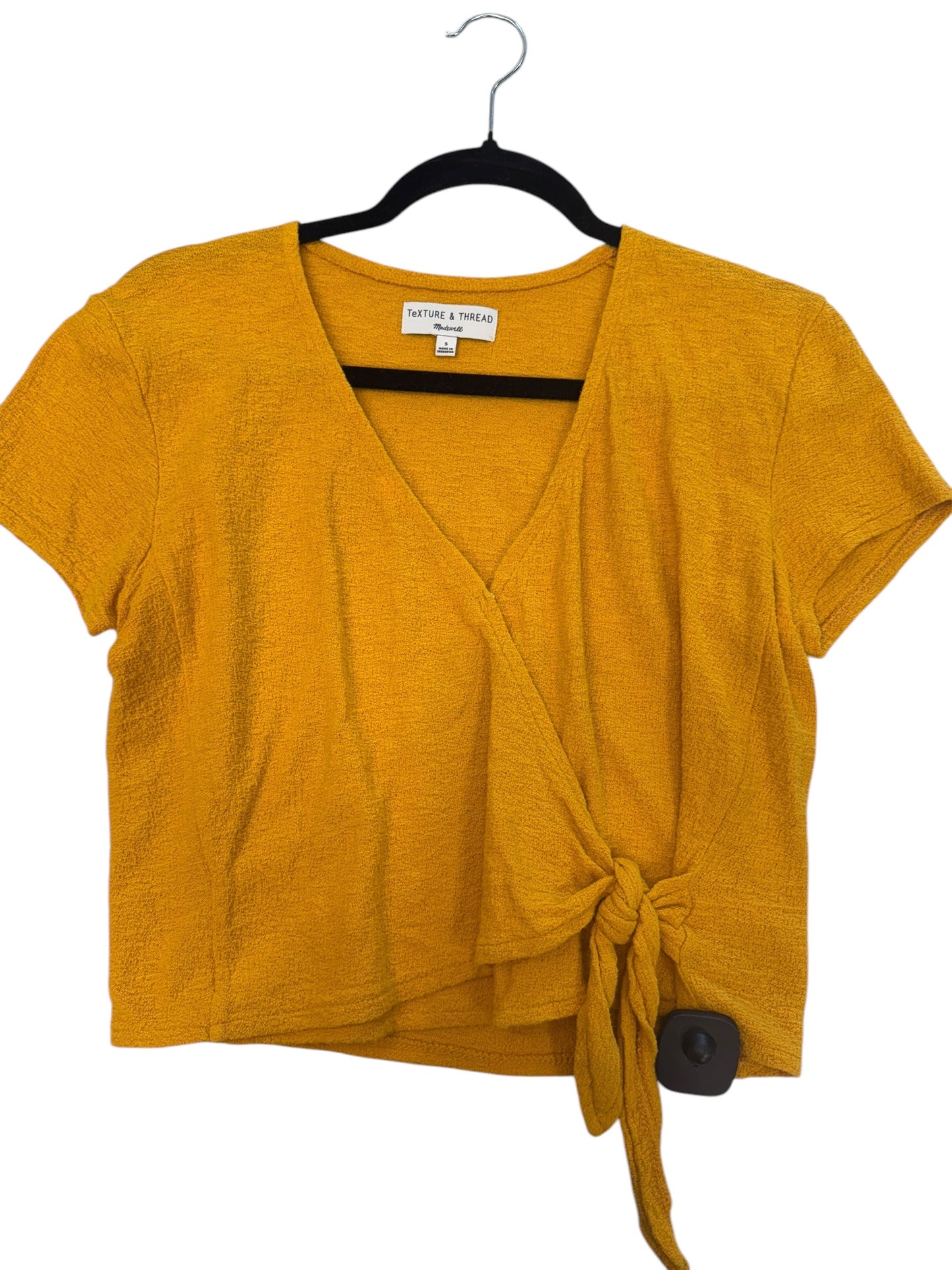 Top Short Sleeve By Madewell In Yellow, Size: S