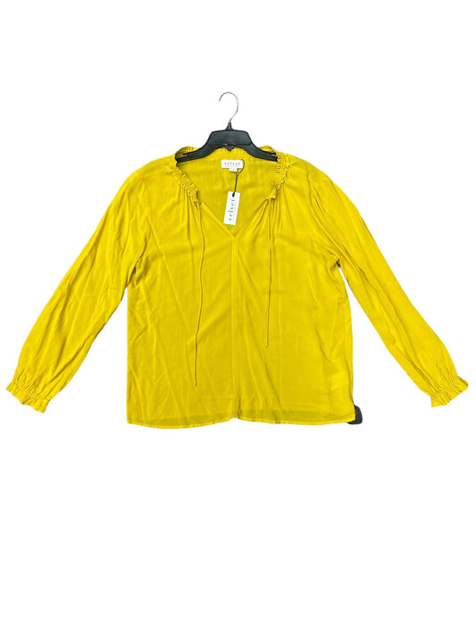 Yellow Top Long Sleeve Velvet By Graham & Spencer, Size M