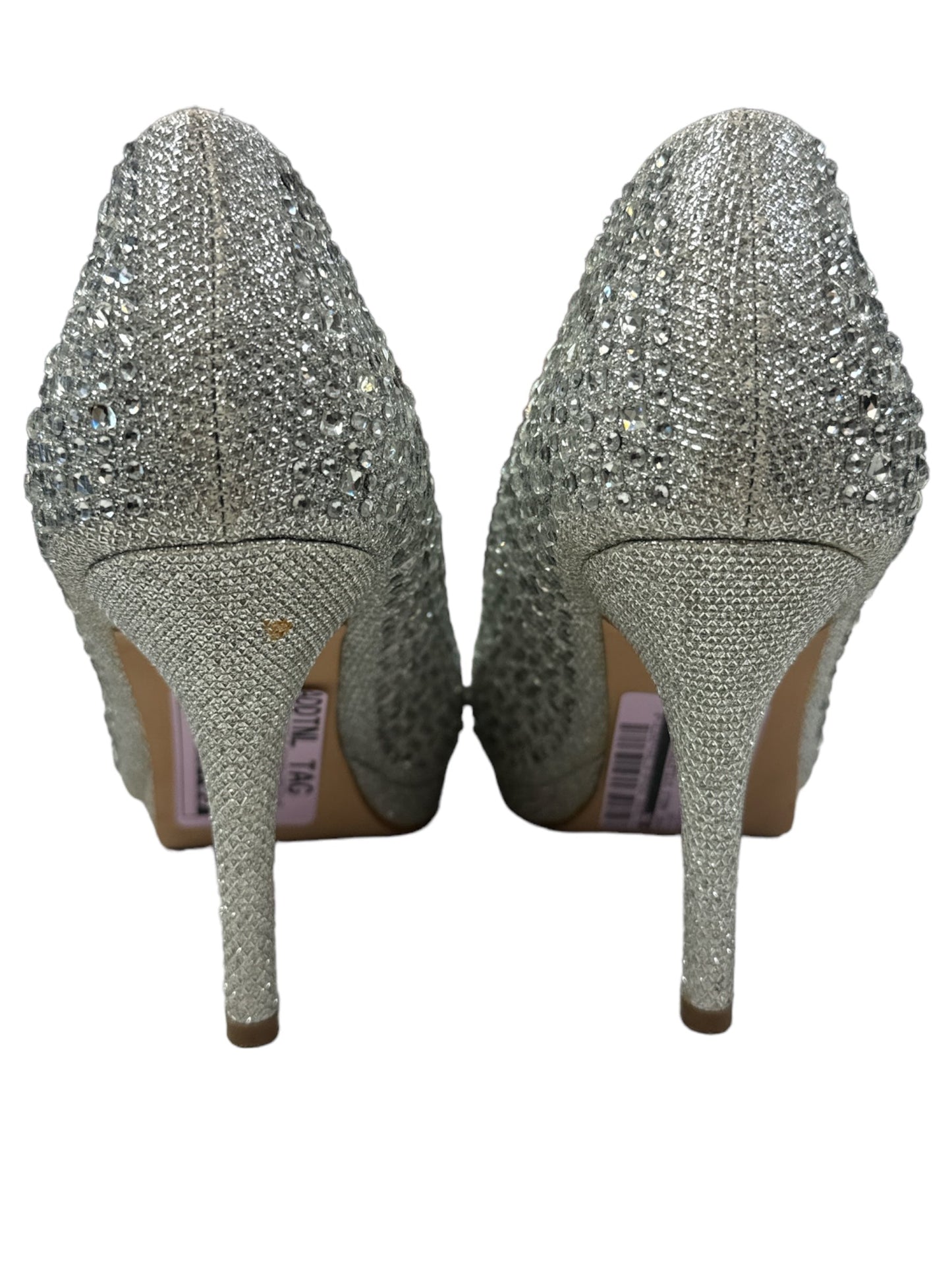 Silver Shoes Heels Stiletto Cmb, Size 8.5