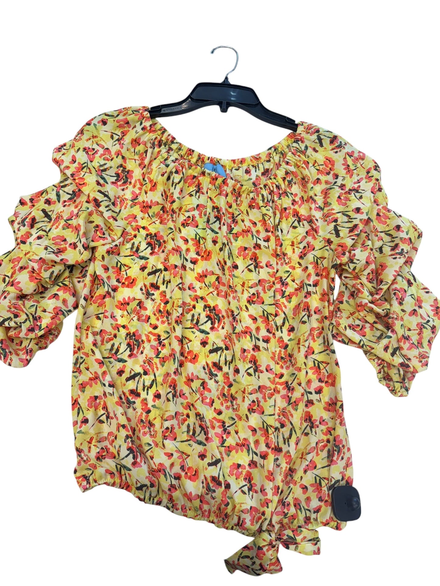 Blouse 3/4 Sleeve By Cece In Yellow, Size: S