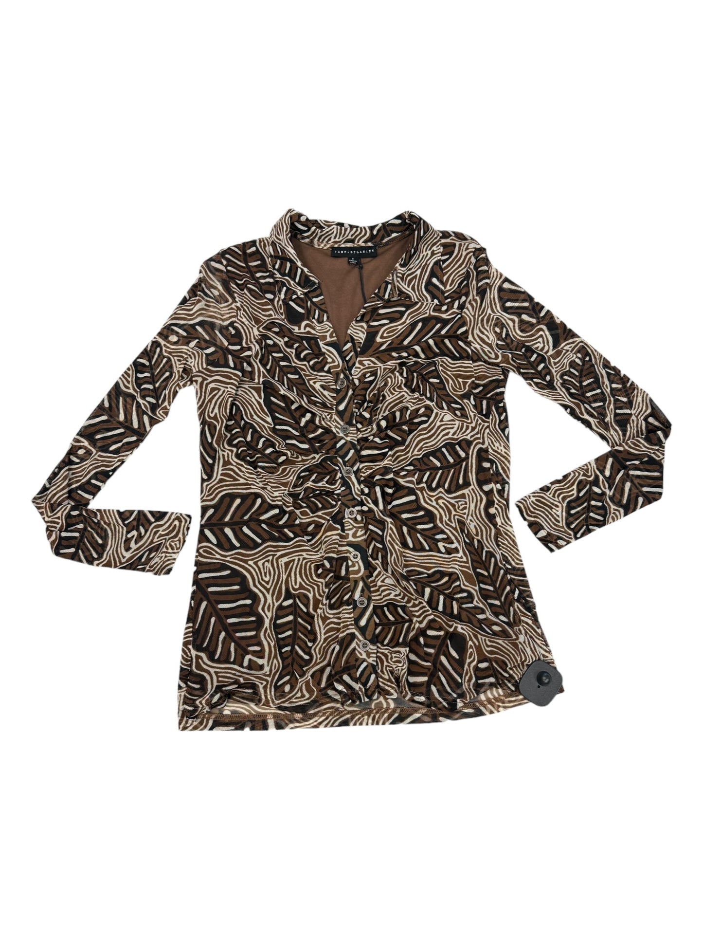 Blouse Long Sleeve By Jane And Delancey In Brown, Size: S