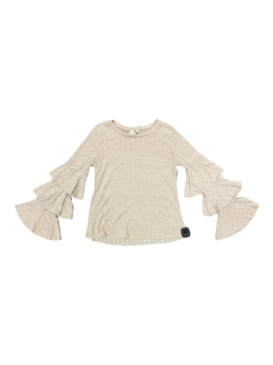 Top Long Sleeve By Blu Pepper In Tan, Size: M