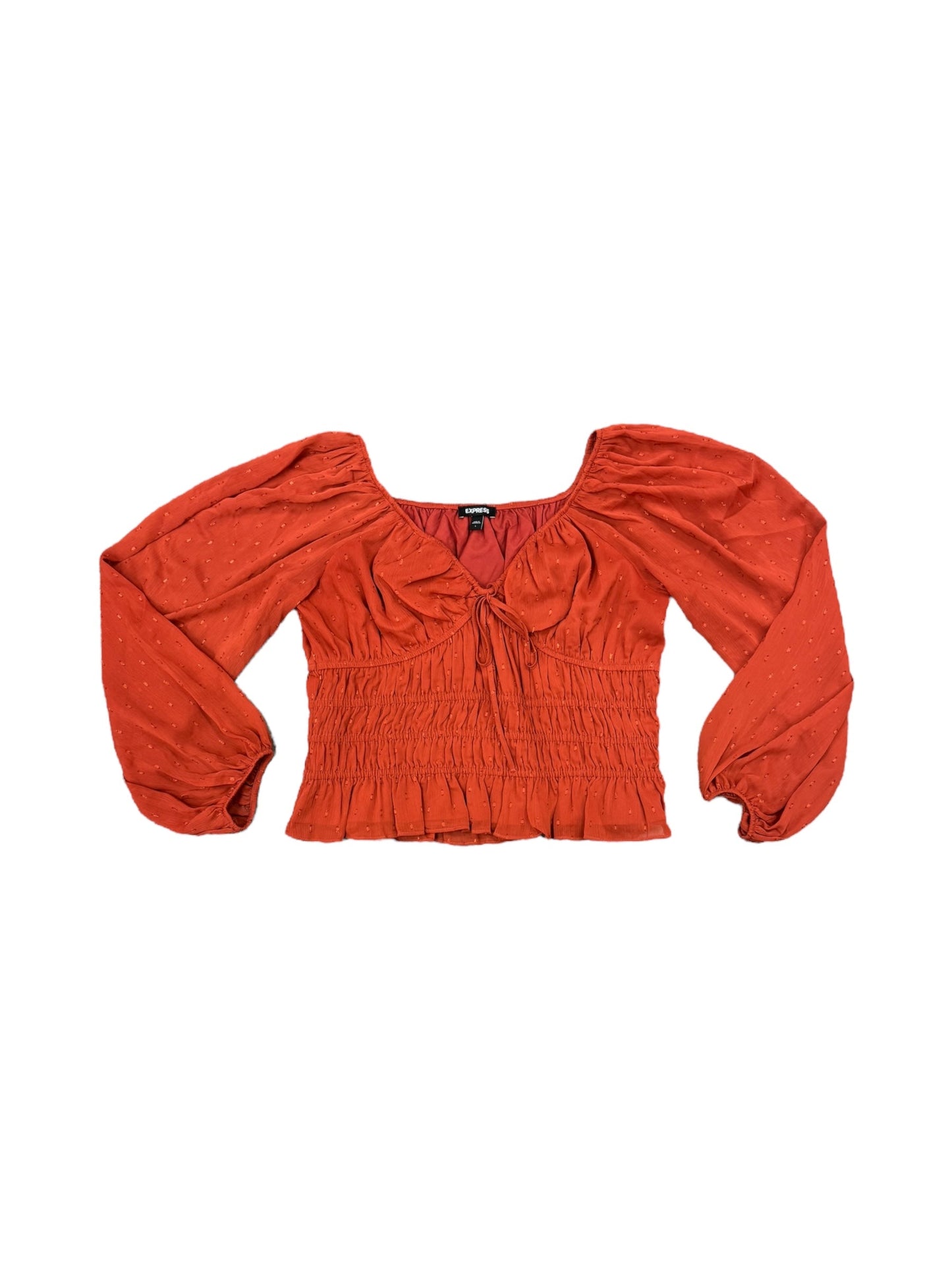 Top Long Sleeve By Express In Orange, Size: L