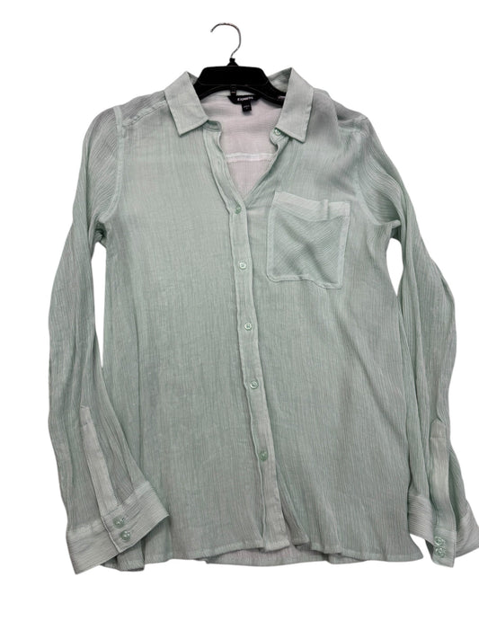 Blouse Long Sleeve By Express In Aqua, Size: M