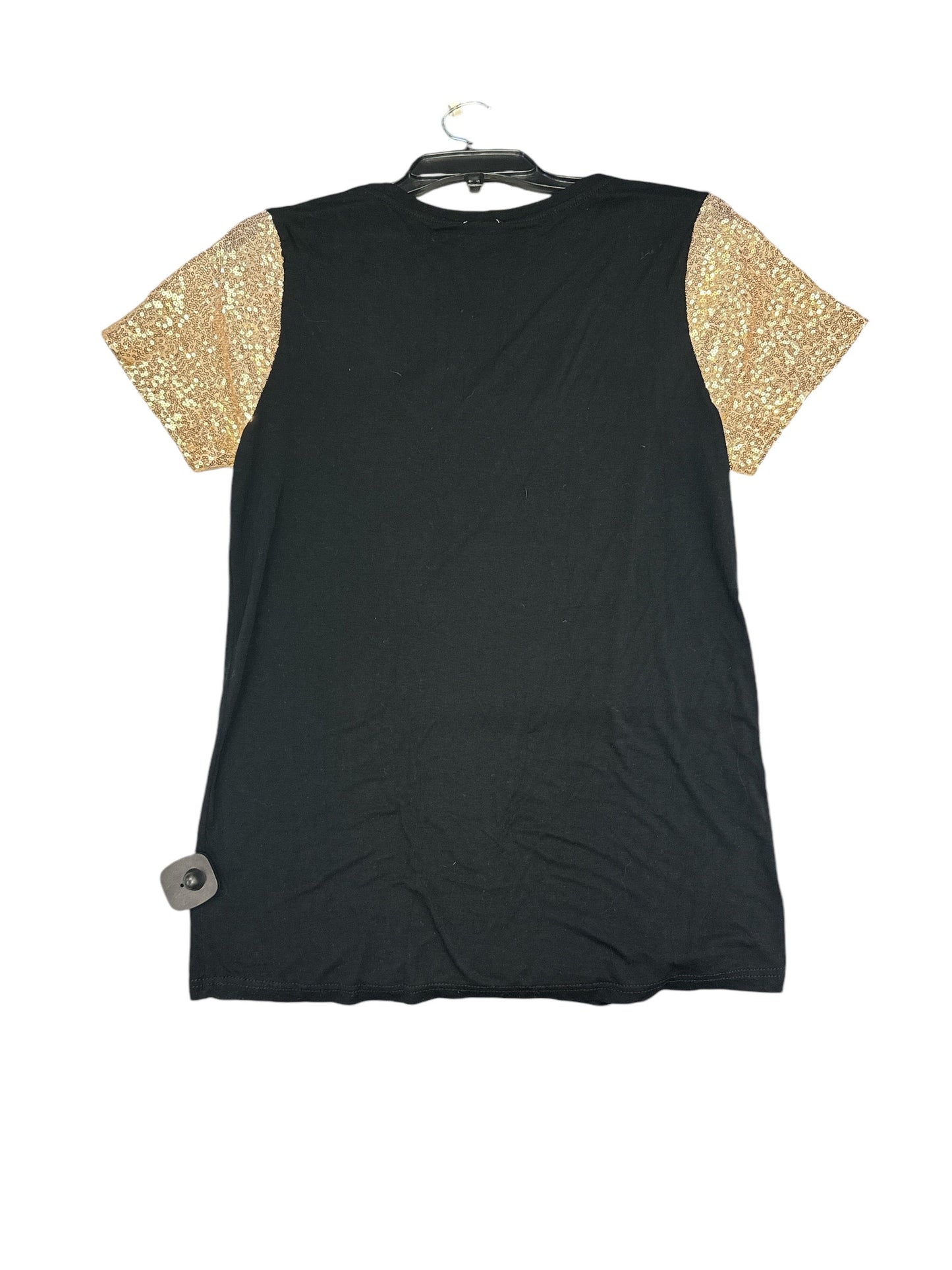 Top Short Sleeve By Pol In Black & Gold, Size: S