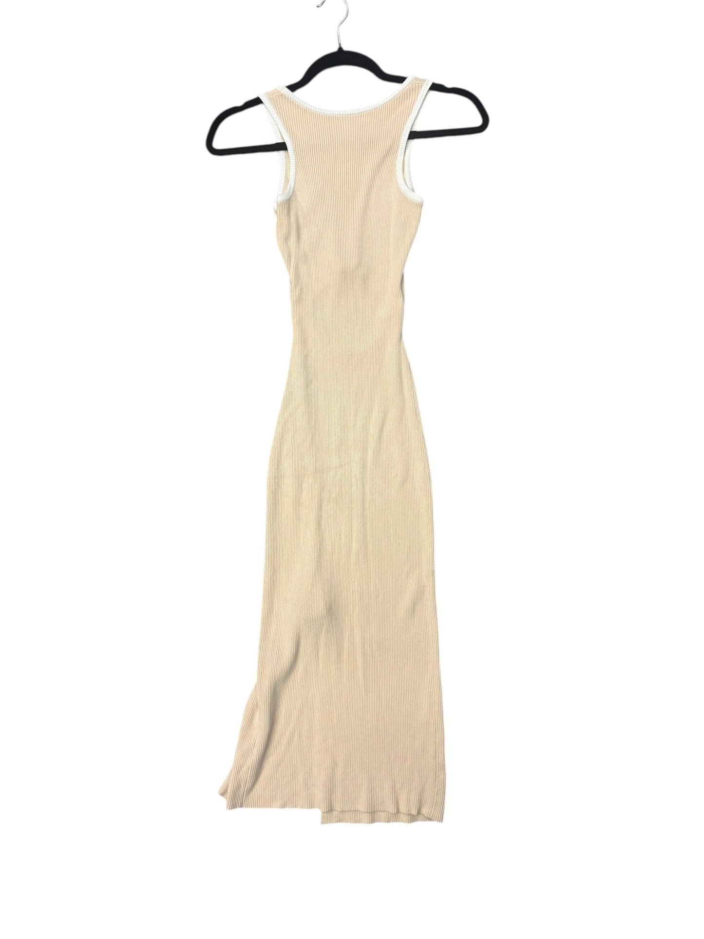 Dress Casual Maxi By Clothes Mentor In Tan & White, Size: 2