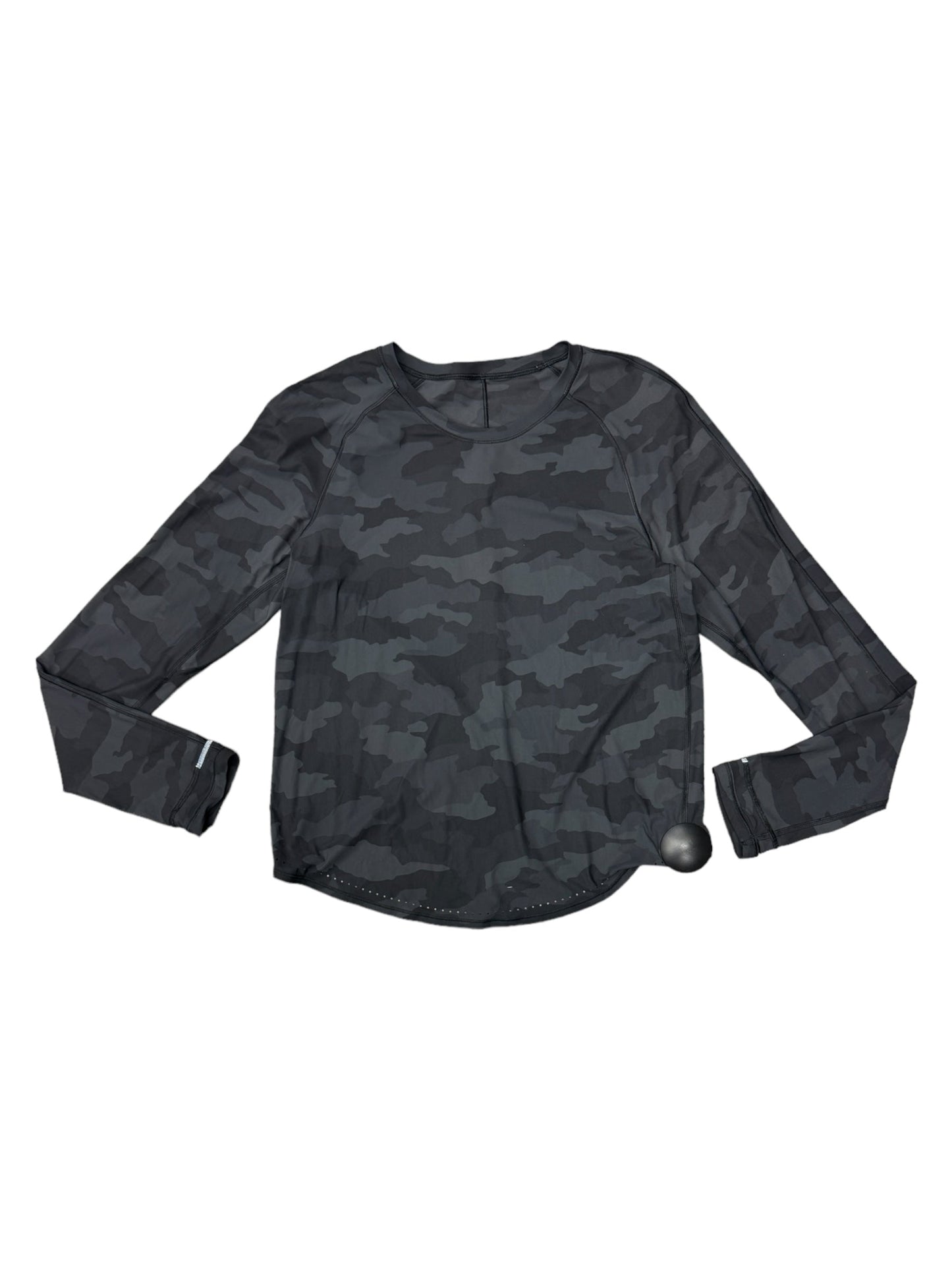 Camouflage Print Athletic Top Long Sleeve Collar Lululemon, Size S