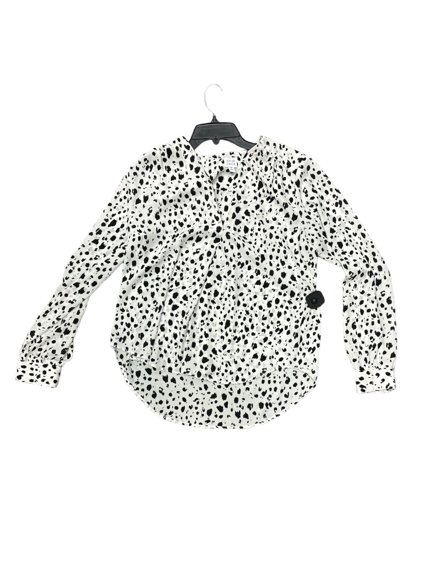 Top Long Sleeve By Peyton Jensen In Black & White, Size: M