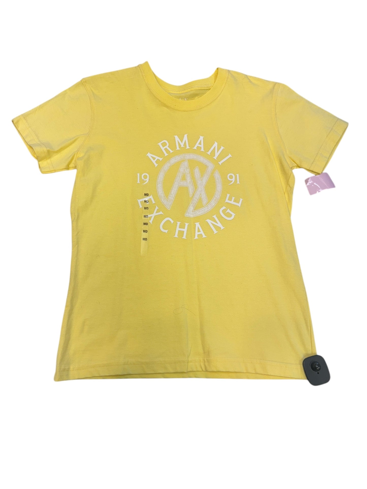 Top Short Sleeve By Armani Exchange In Yellow, Size: M