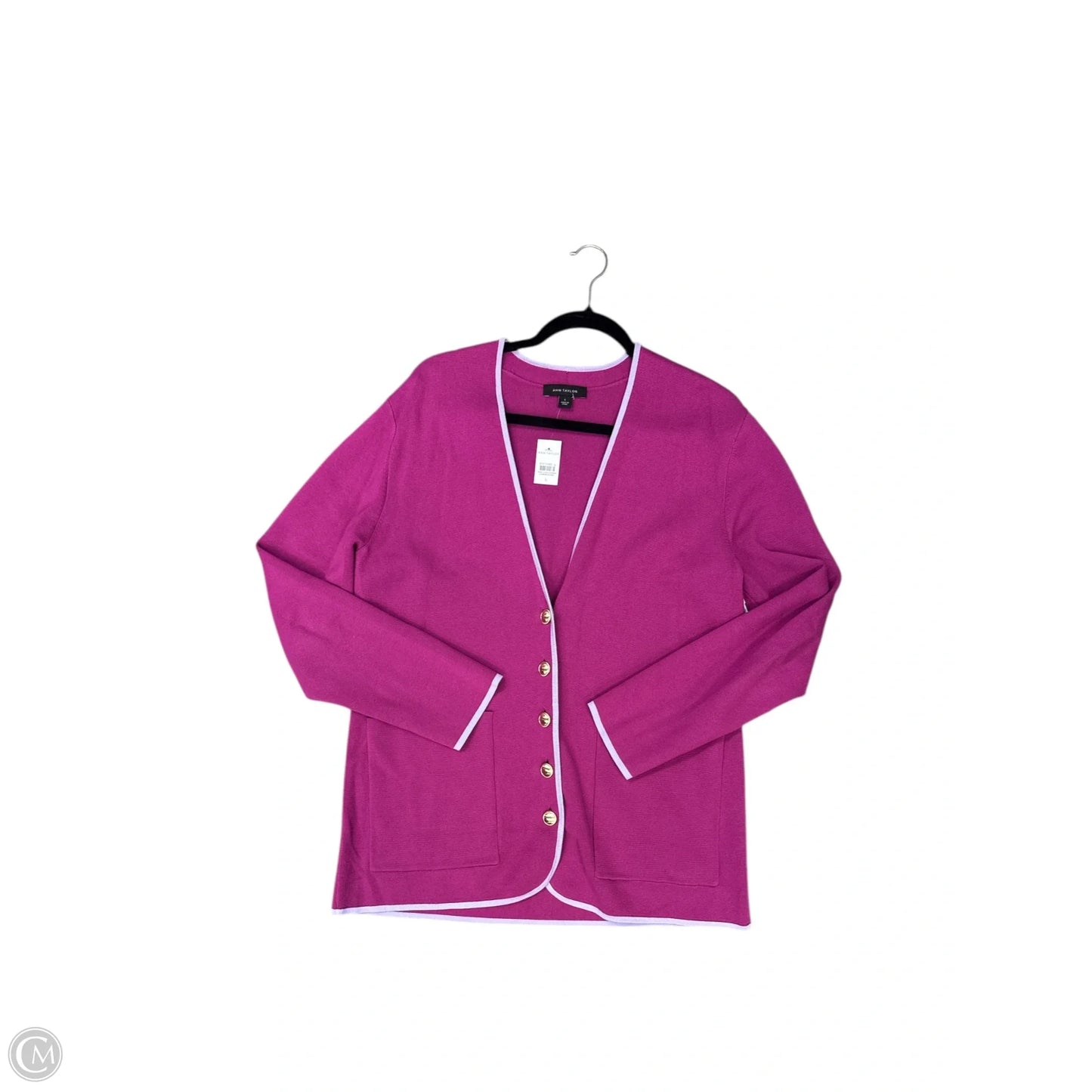 Cardigan By Ann Taylor In Purple, Size: L