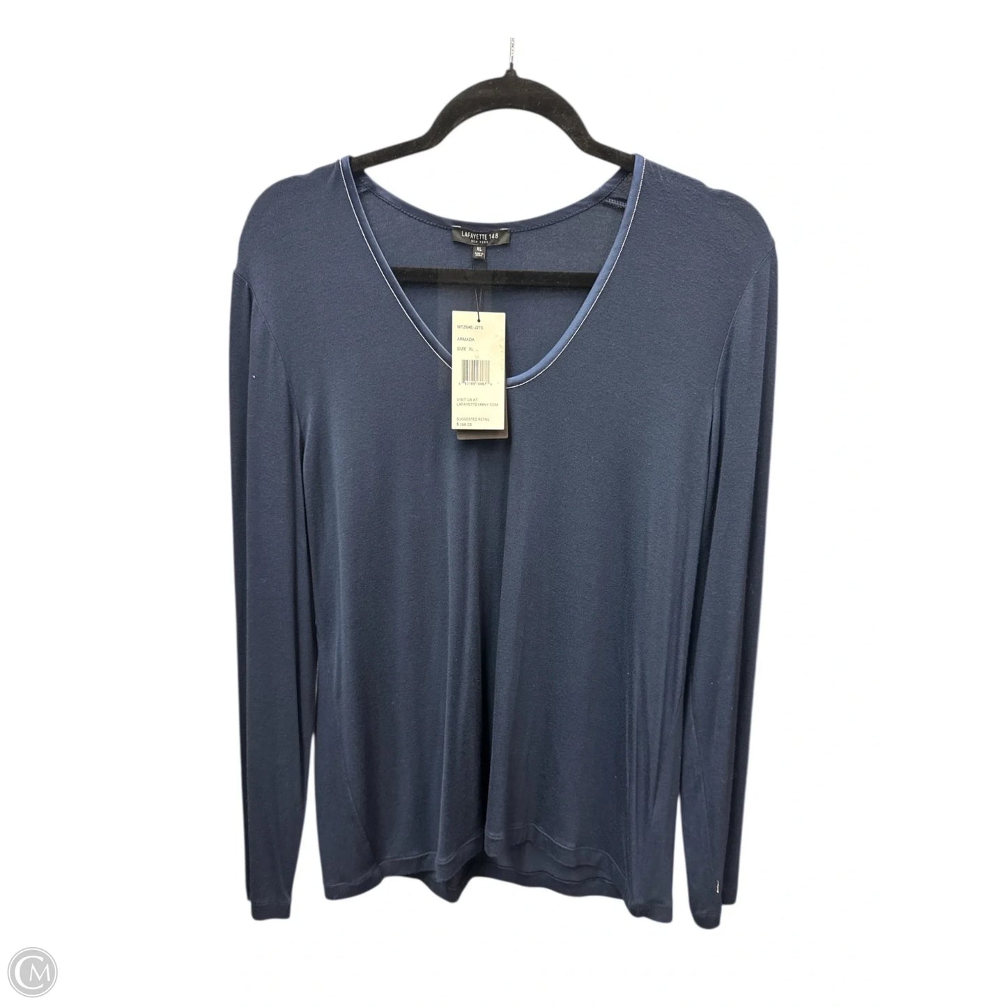 Top Long Sleeve Designer By Lafayette 148 In Navy, Size: Xl