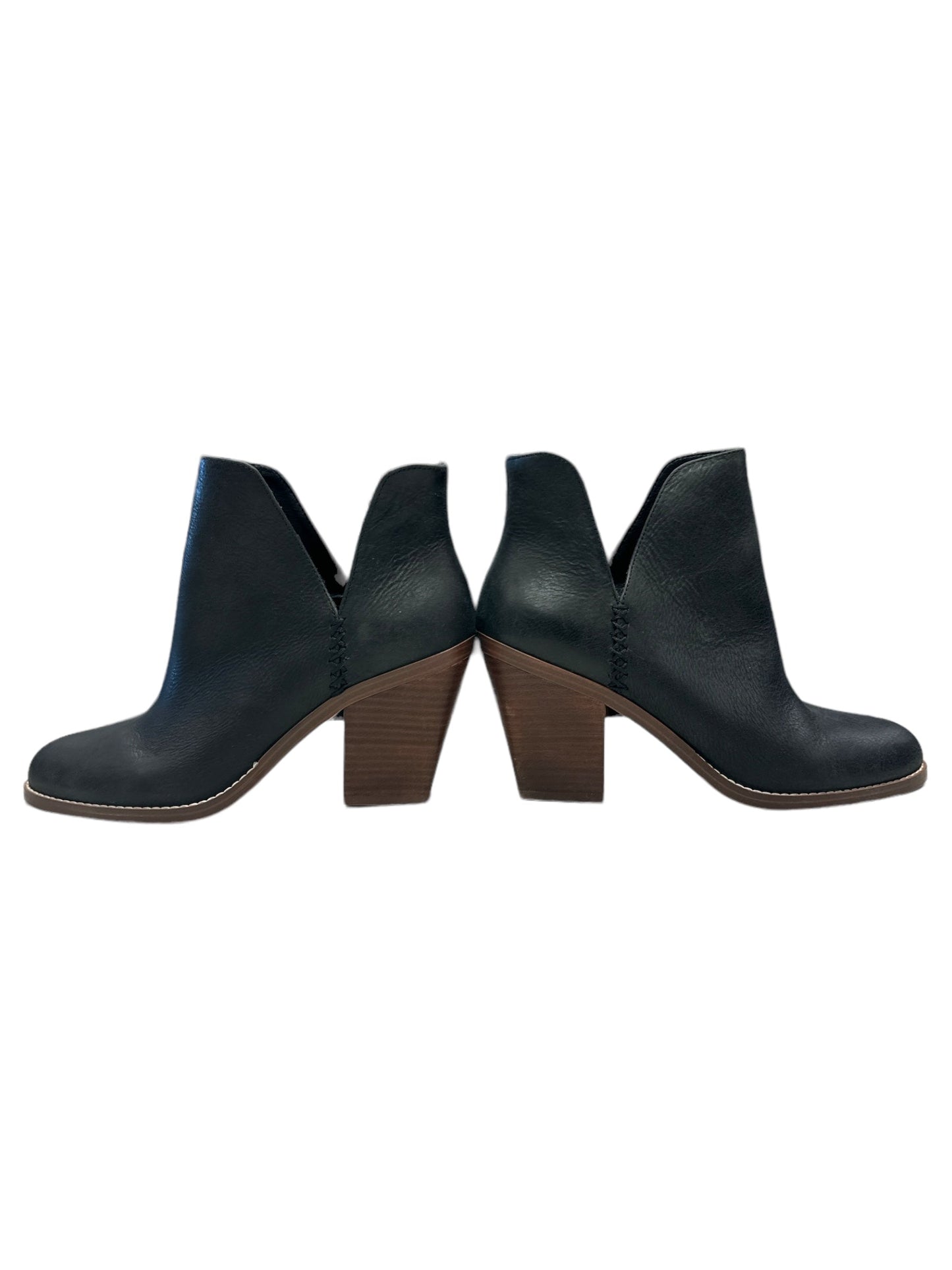 Black Boots Ankle Heels Crown Vintage, Size 8.5