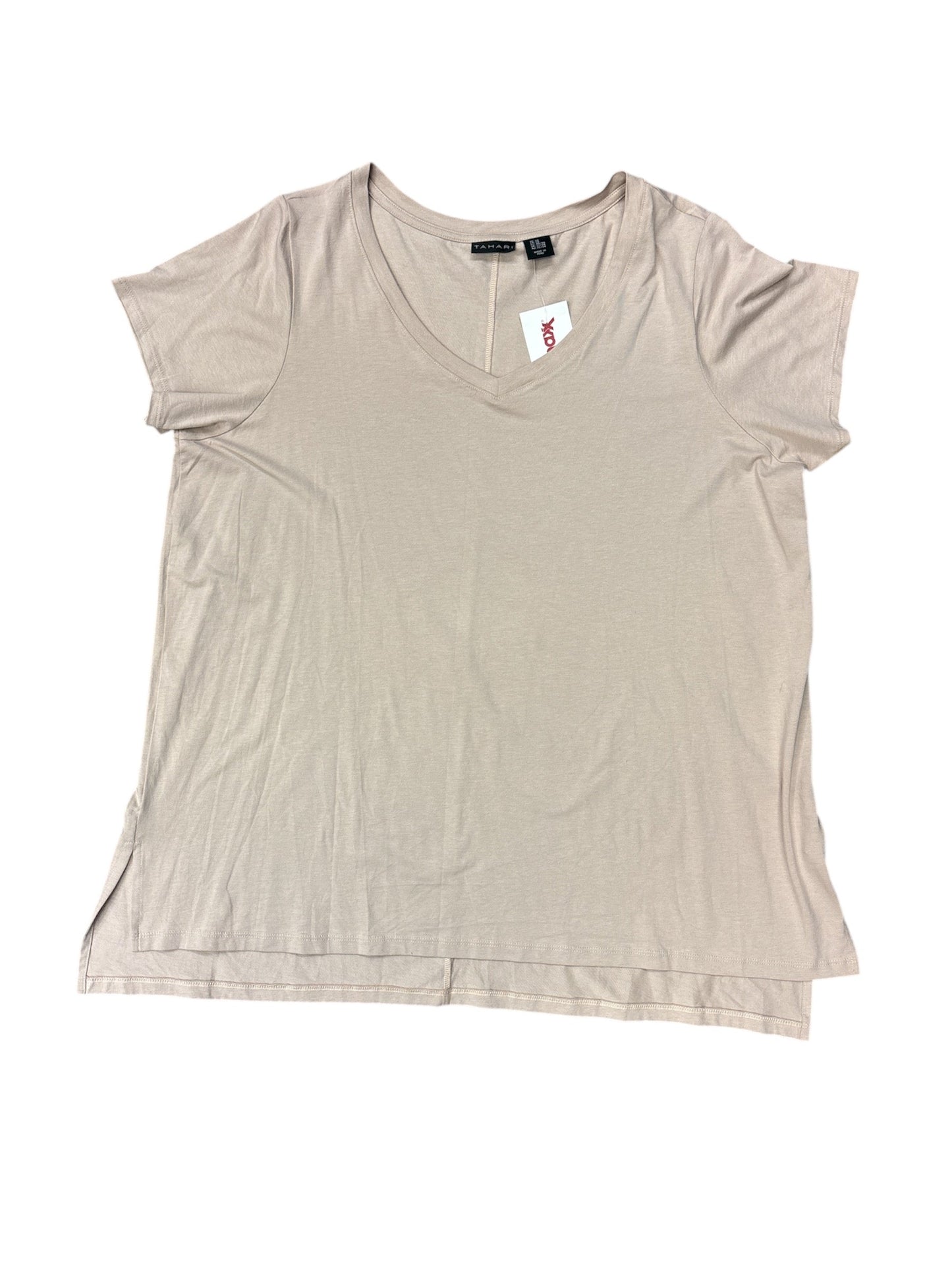 Top Short Sleeve By Tahari By Arthur Levine In Tan, Size: 2x