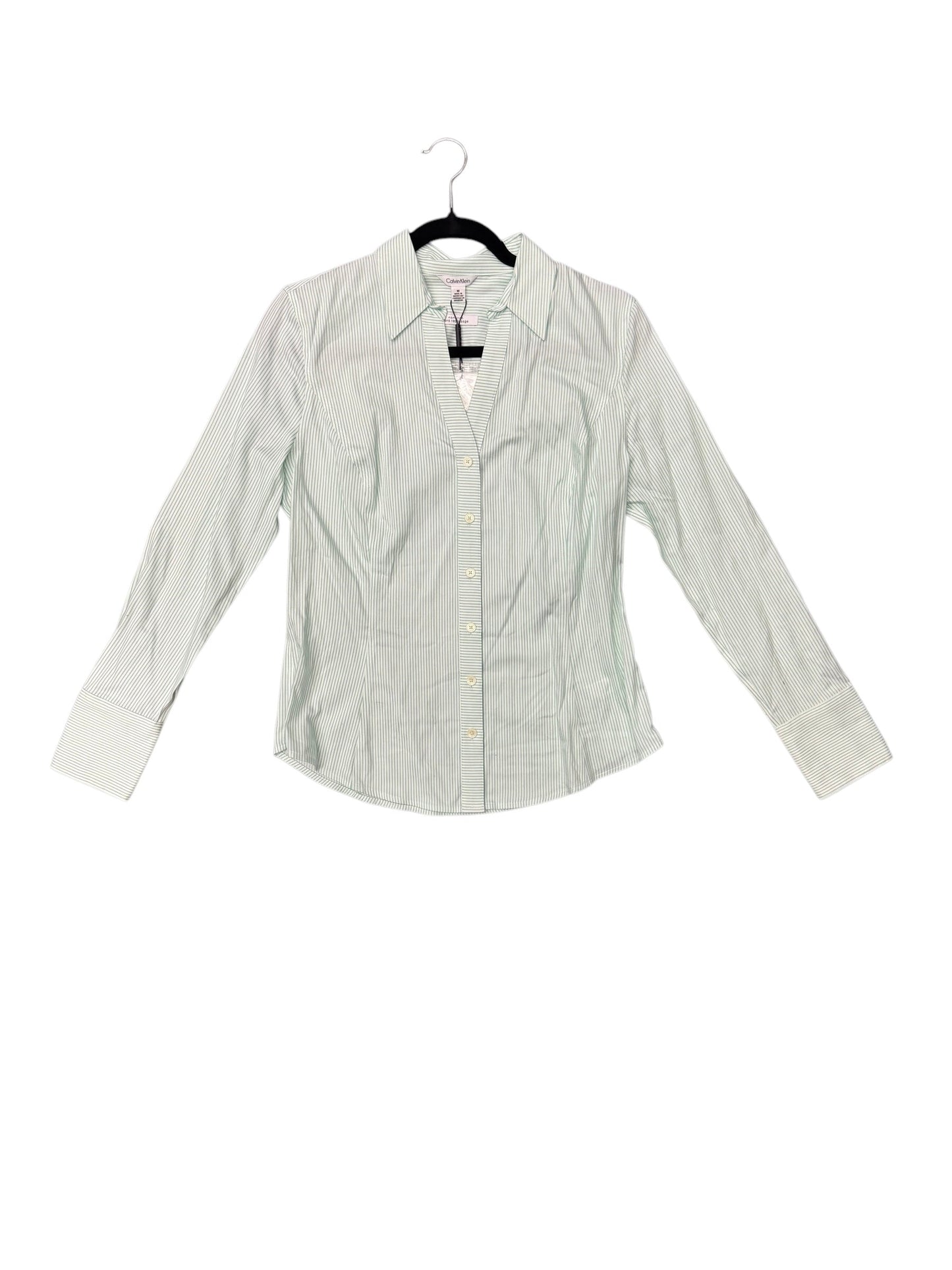 Top Long Sleeve By Calvin Klein In Green, Size: M