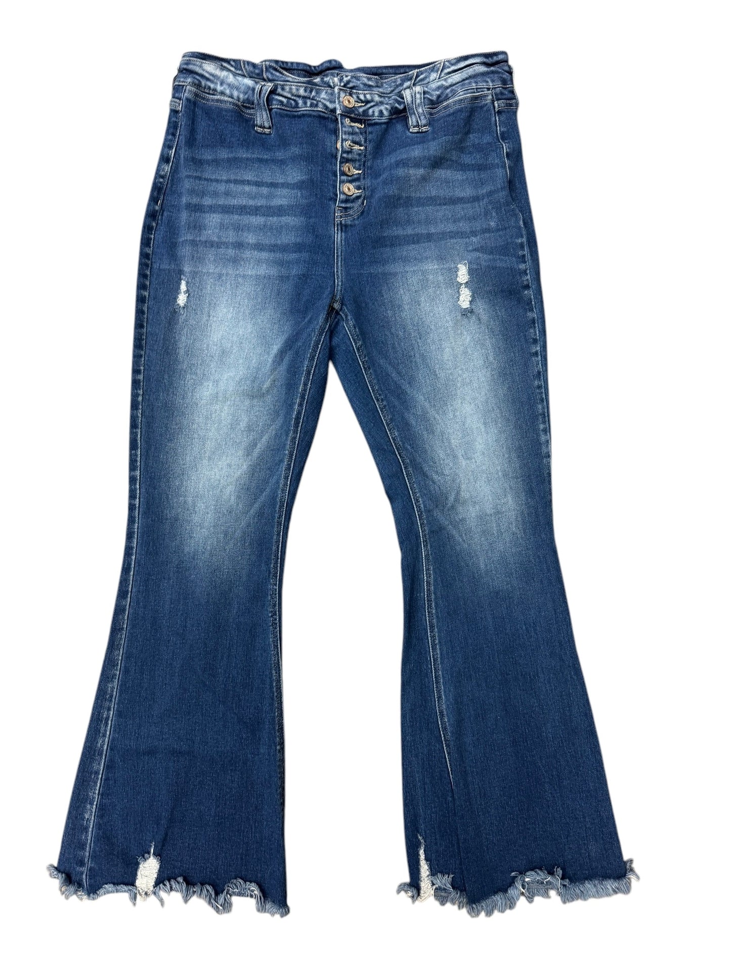 Jeans Flared By Kancan In Blue Denim, Size: 16