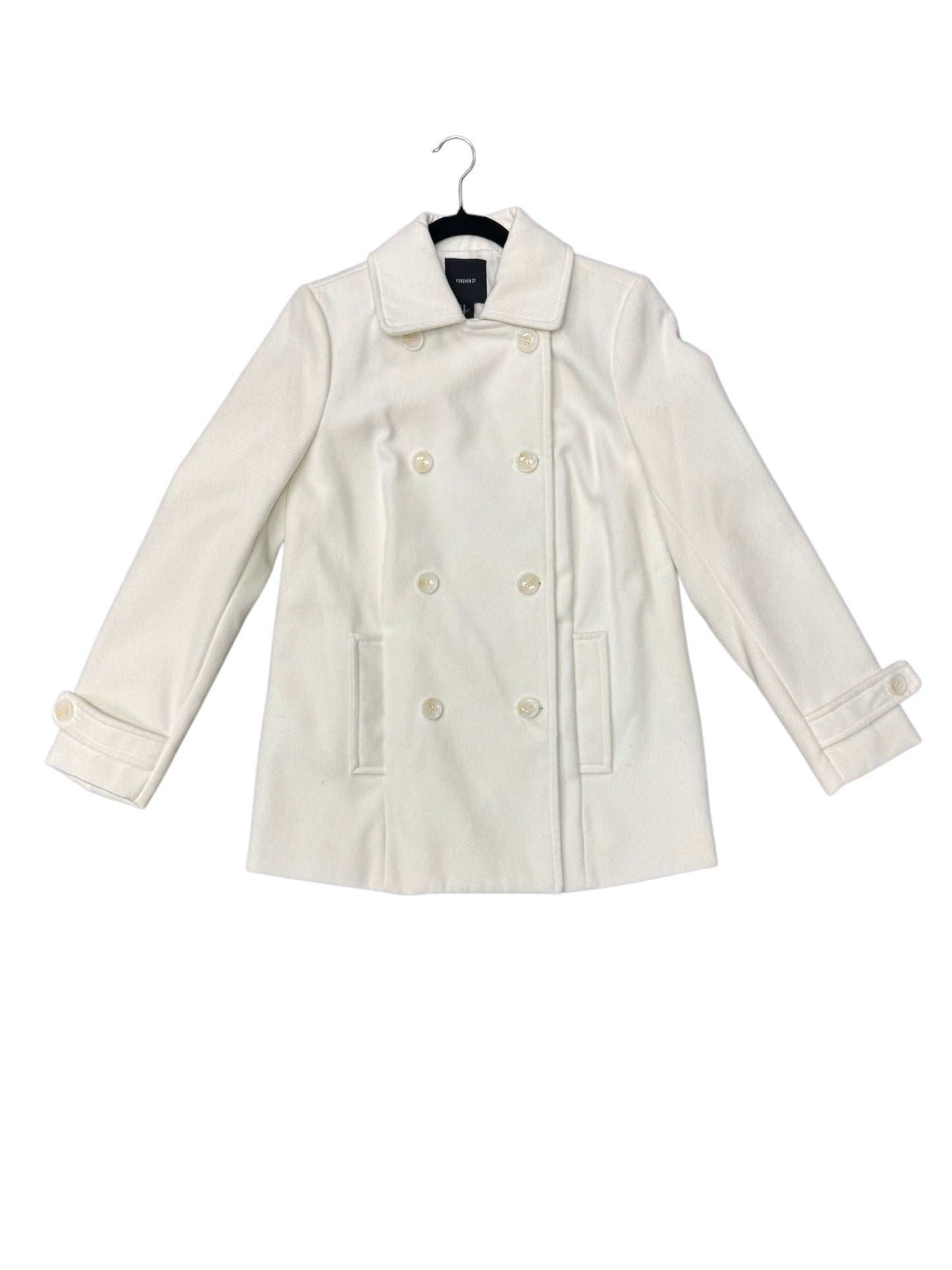 Coat Peacoat By Forever 21 In White, Size: M