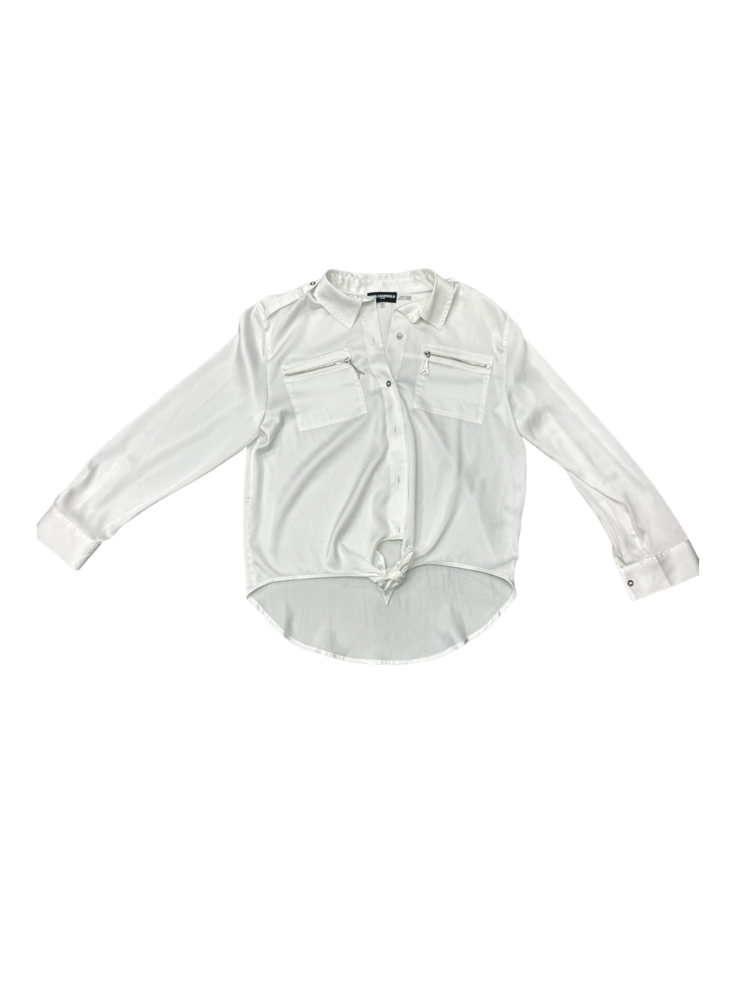 Top Long Sleeve By Karl Lagerfeld In White, Size: S