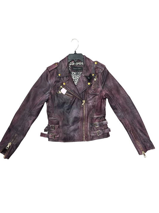 Jacket Leather By Black Rivet In Purple, Size: Xs