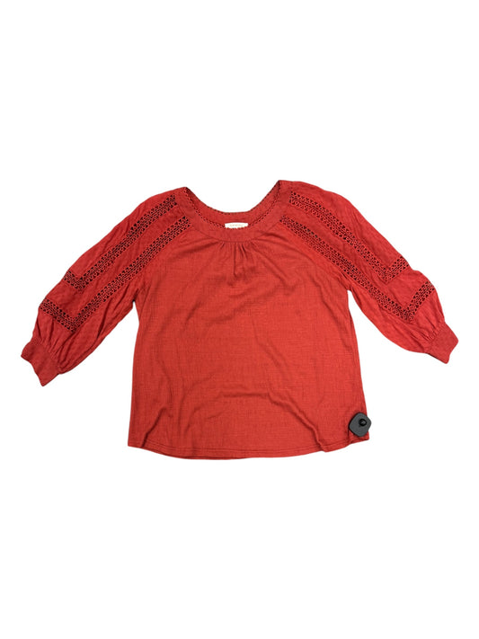 Top Long Sleeve By Skies Are Blue In Red, Size: S