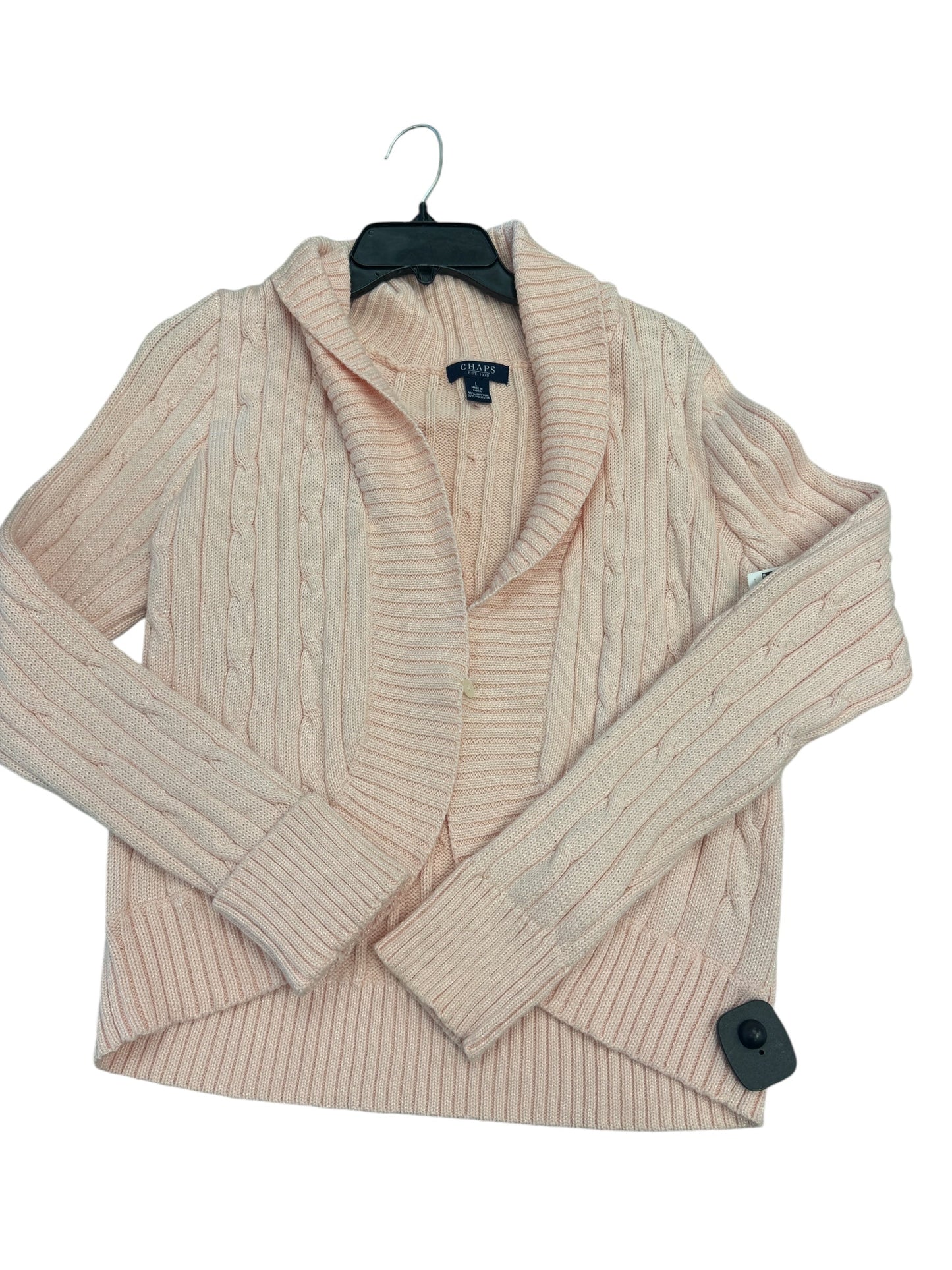 Cardigan By Chaps In Pink, Size: L