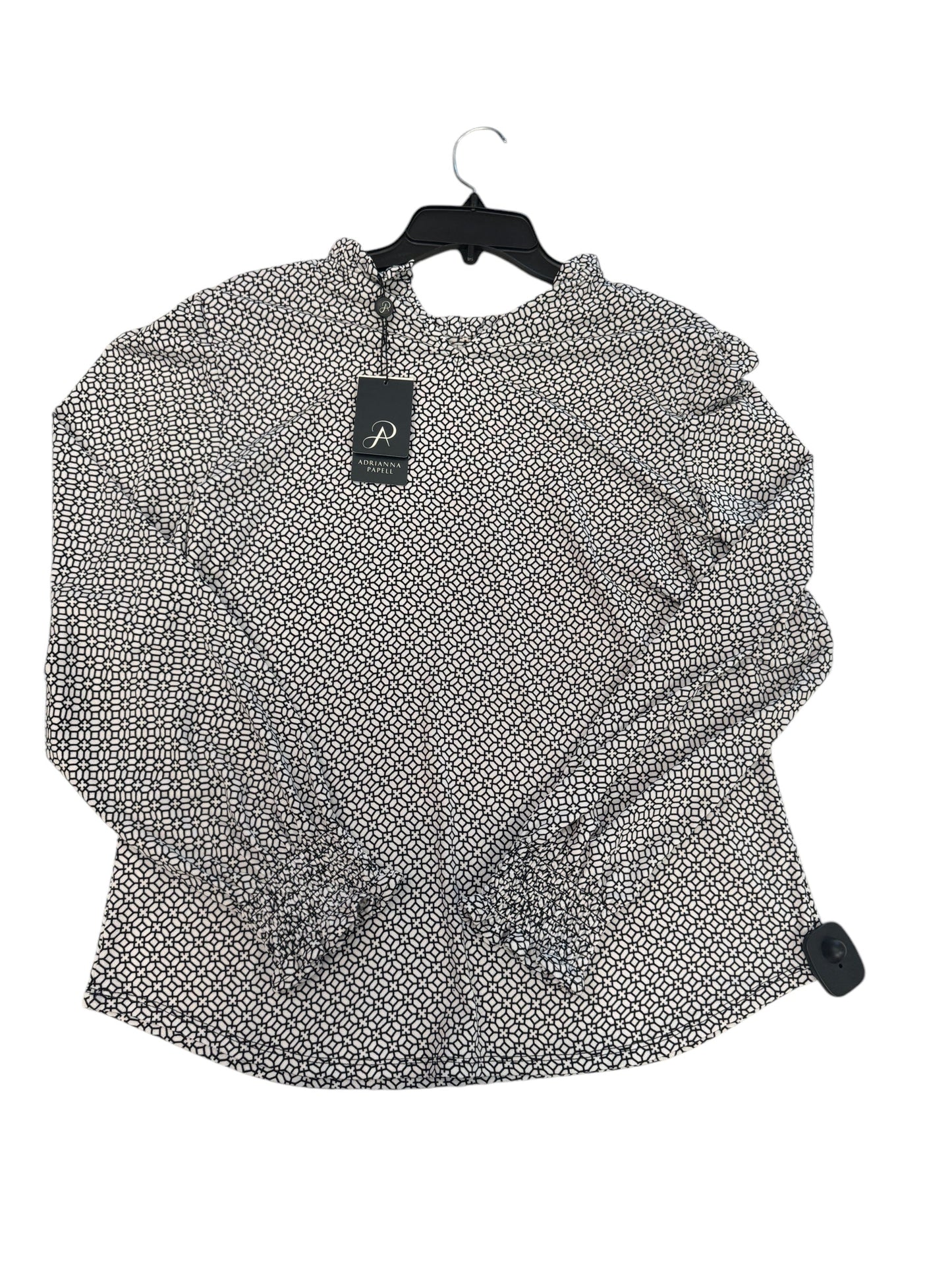 Top Long Sleeve By Adrianna Papell In Black & White, Size: M