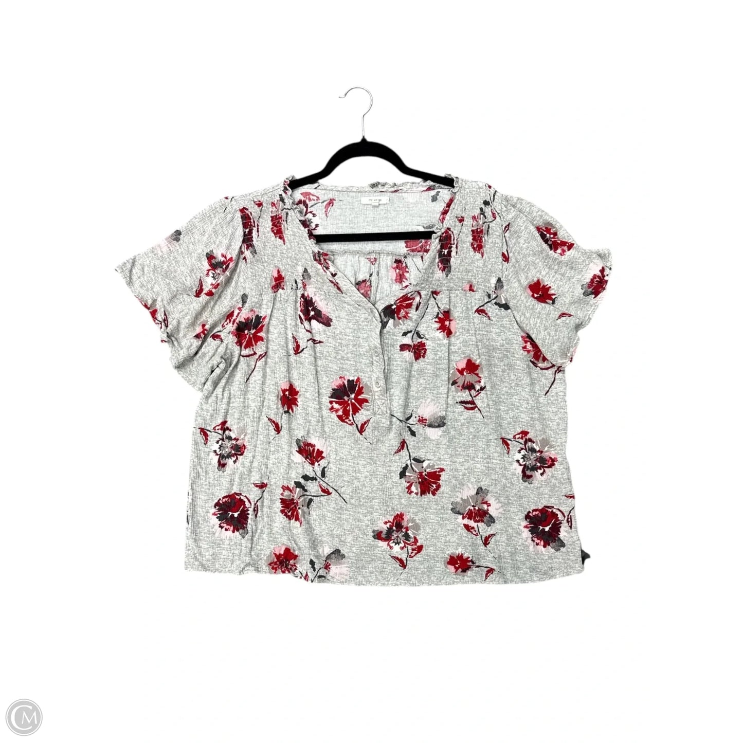 Top Short Sleeve By Maurices In Grey, Size: 2x