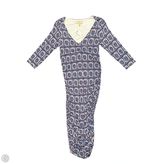 Dress Party Long By Anthropologie In Blue & Pink, Size: 8