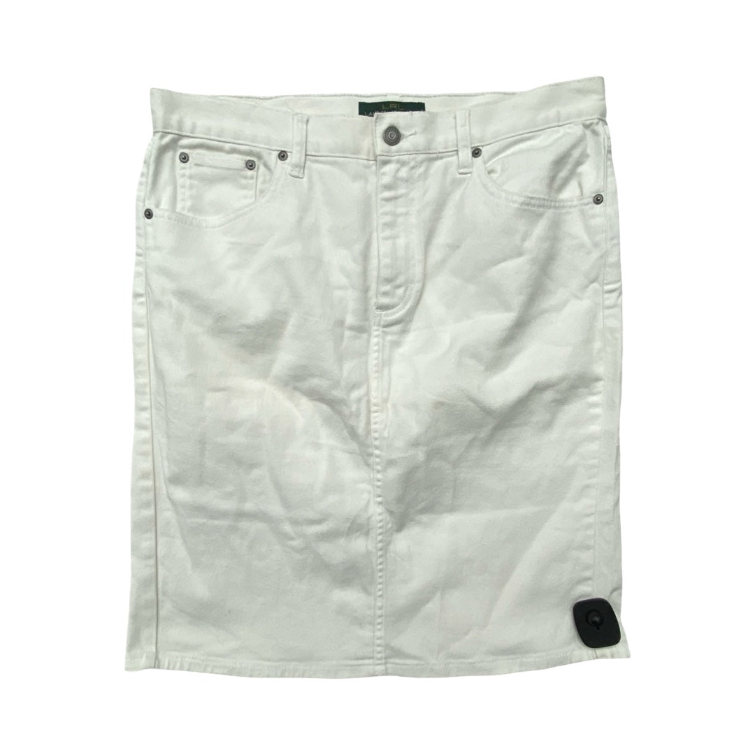 Skirt Midi By Lauren By Ralph Lauren In White Denim, Size:12
