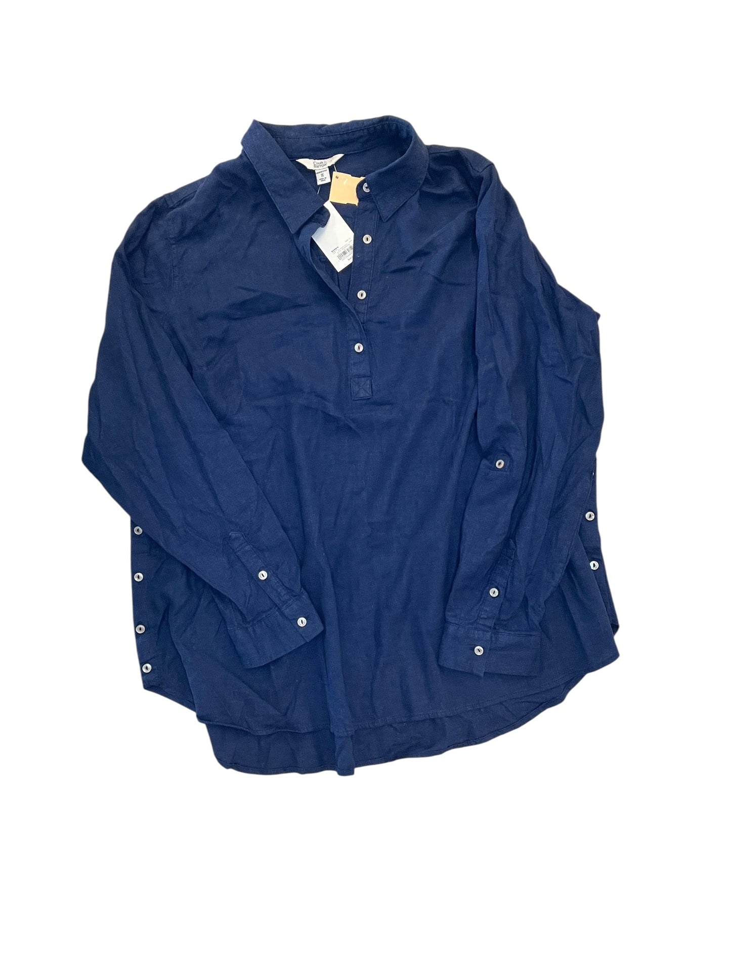 Blouse Ls By Croft And Barrow In Blue, Size:1X