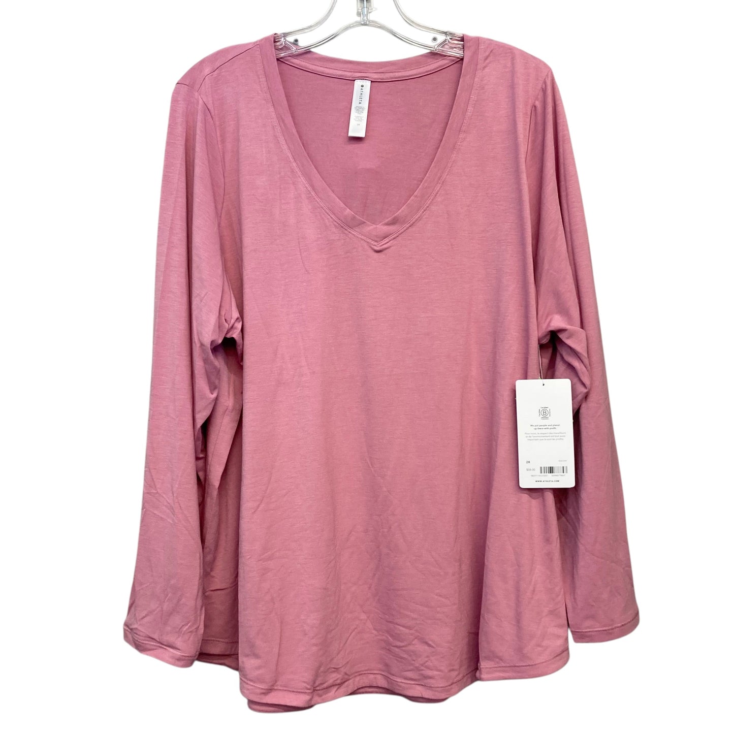 Athletic Top Ls Crewneck By Athleta In Pink, Size:2X