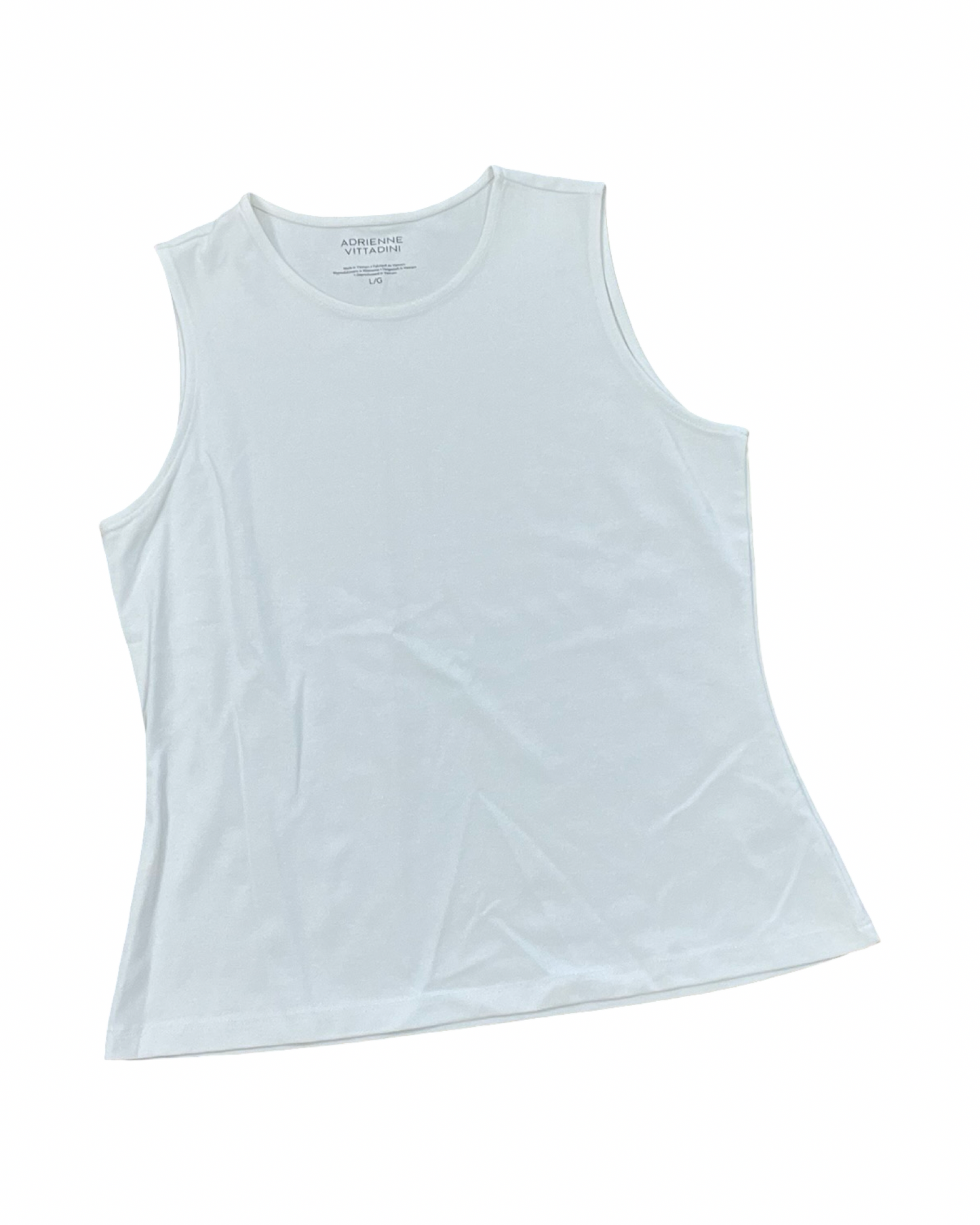 Top Sleeveless Basic By Adrienne Vittadini In White, Size:L