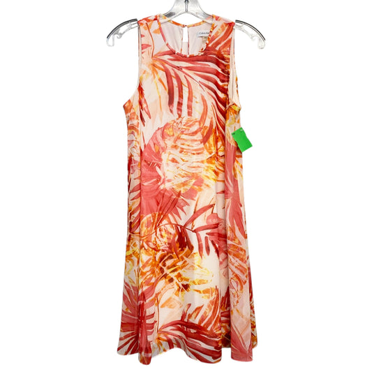 Dress Casual Midi By Calvin Klein In Orange & Pink, Size:S