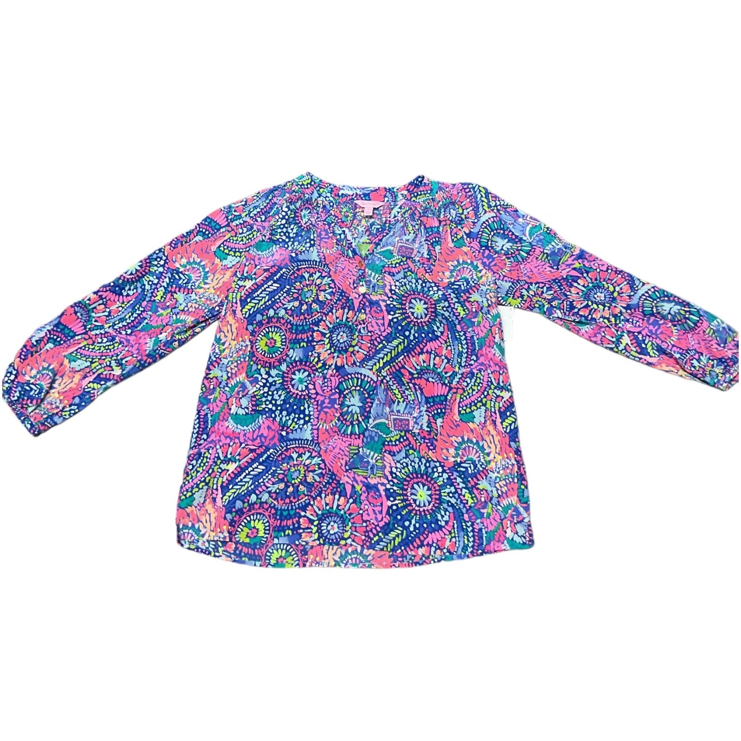 Top Long Sleeve Designer By Lilly Pulitzer In Floral Print, Size: S