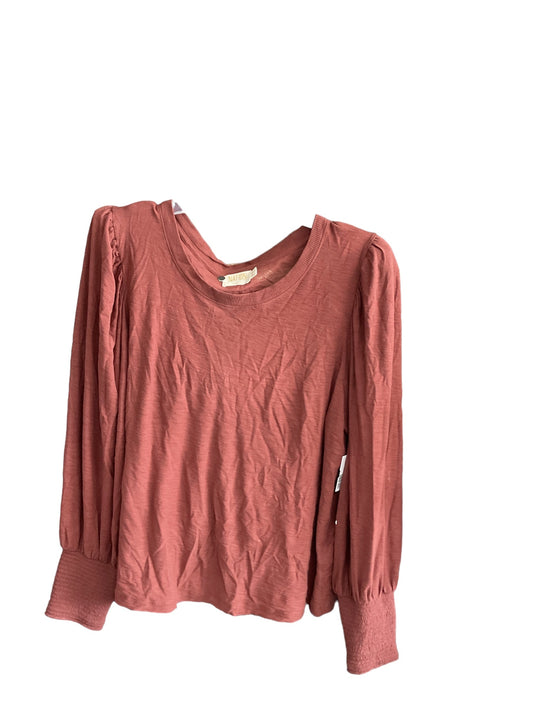 Top Long Sleeve By Nation In Brown, Size: L