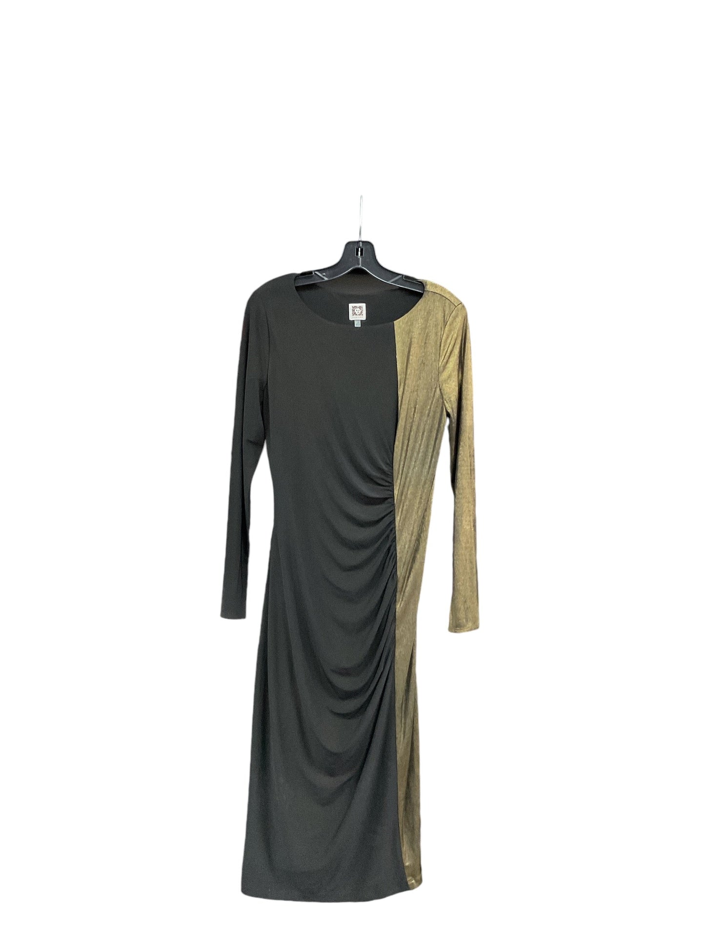 Dress Party Midi By Anne Klein In Black & Gold, Size: 10