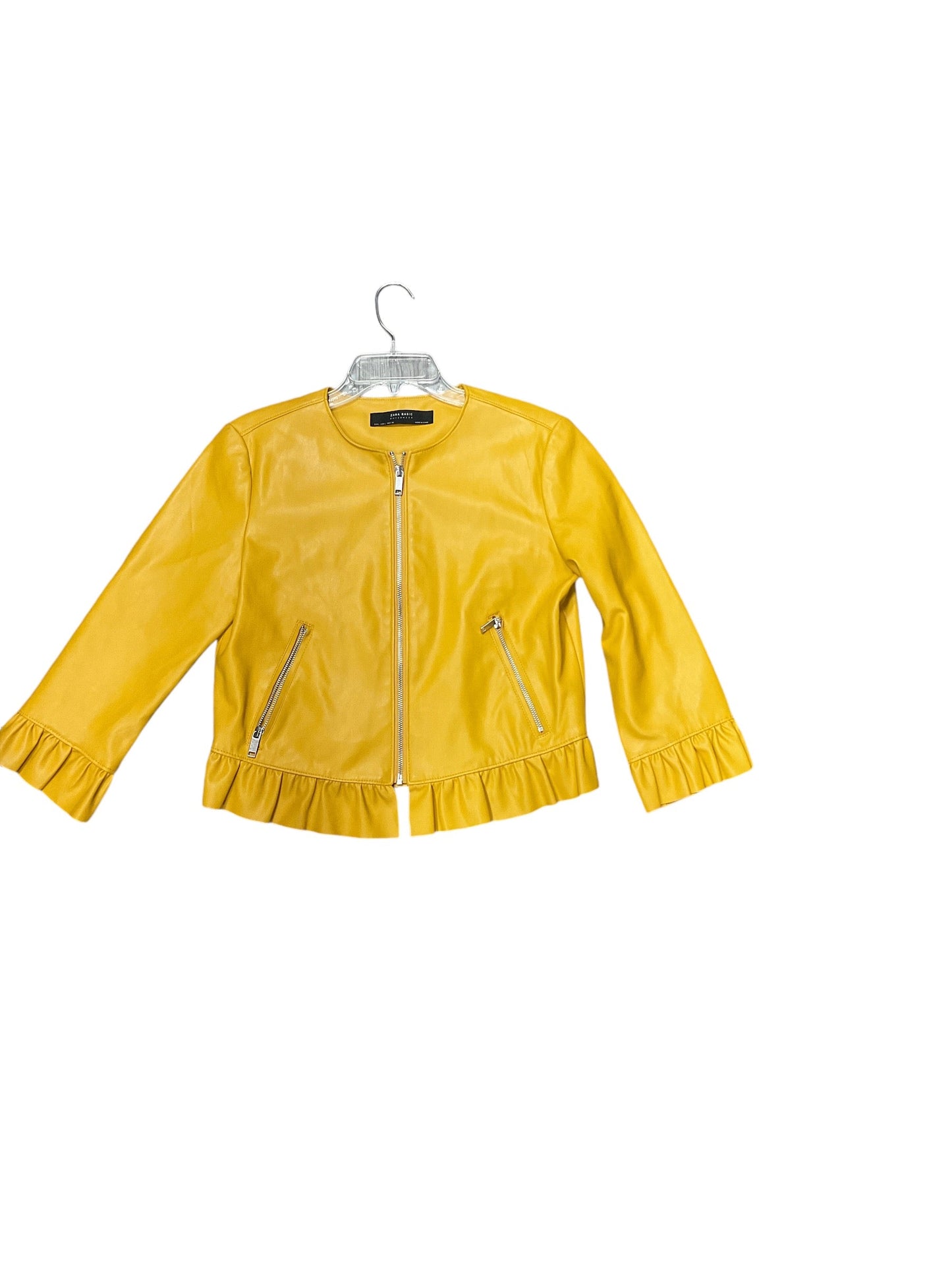 Jacket Moto By Zara Basic In Yellow, Size: L