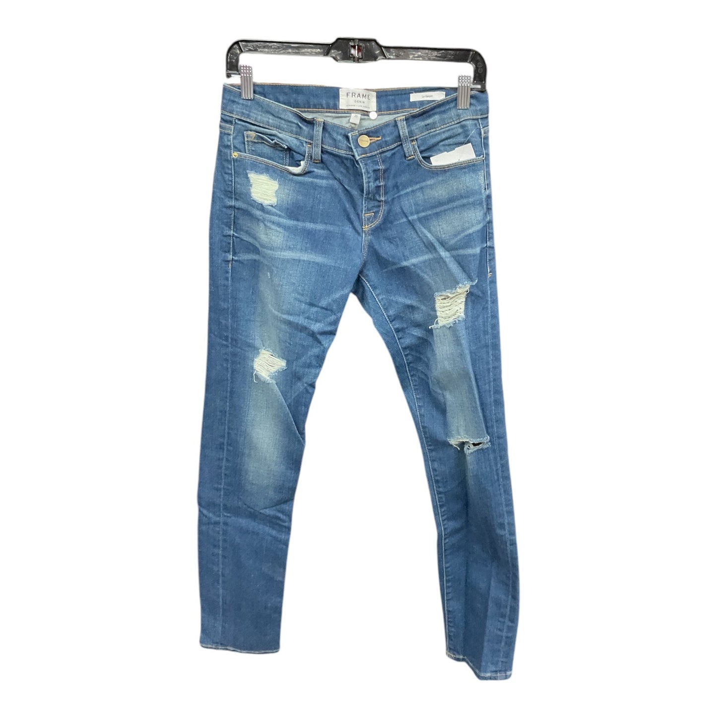 Jeans Skinny By Frame In Blue Denim, Size: 0