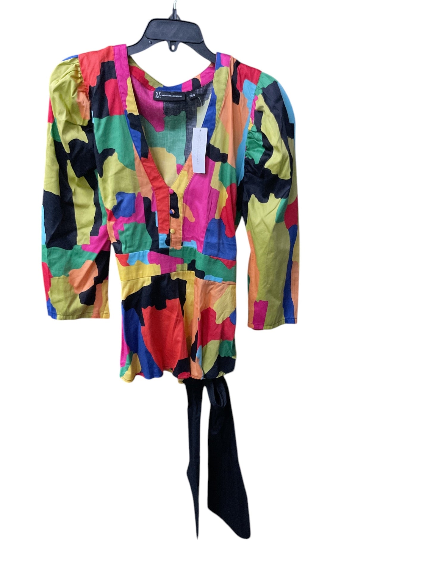 Top 3/4 Sleeve By New York And Co In Multi-colored, Size: L