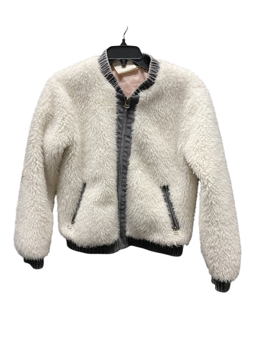 Jacket Faux Fur & Sherpa By Rebecca Taylor In Grey & White, Size: S