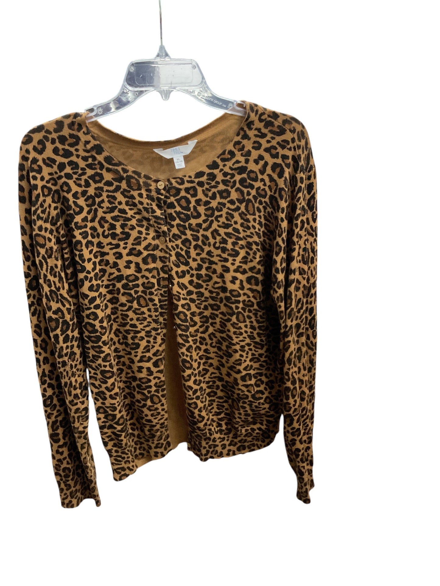 Cardigan By Time And Tru In Animal Print, Size: Xl