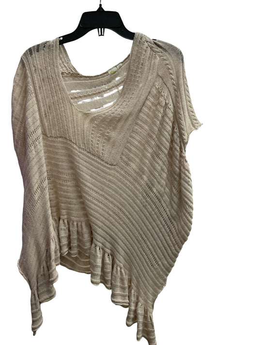 Top Short Sleeve By Anthropologie In Tan, Size: L