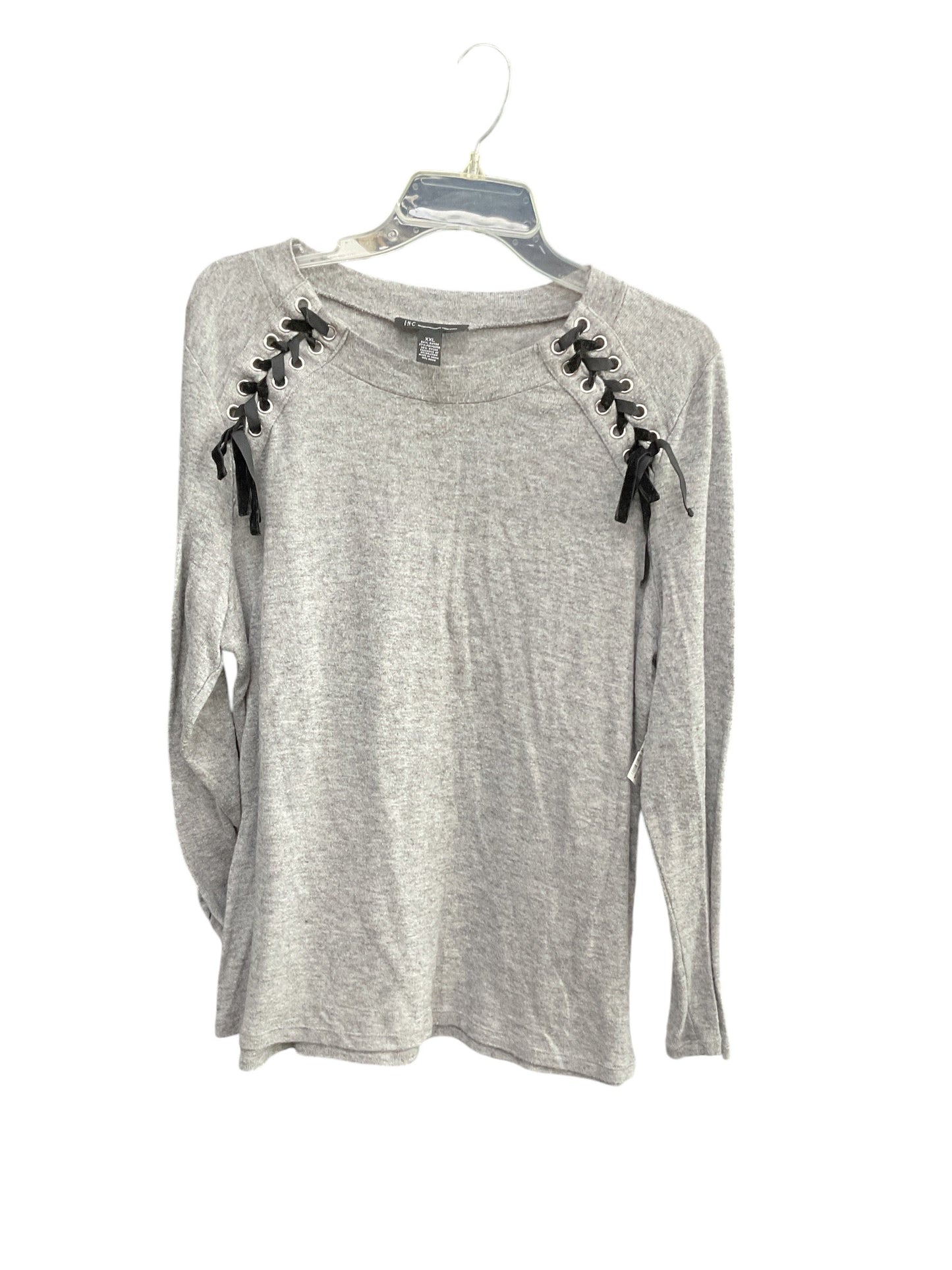 Top Long Sleeve By Inc In Grey, Size: Xxl