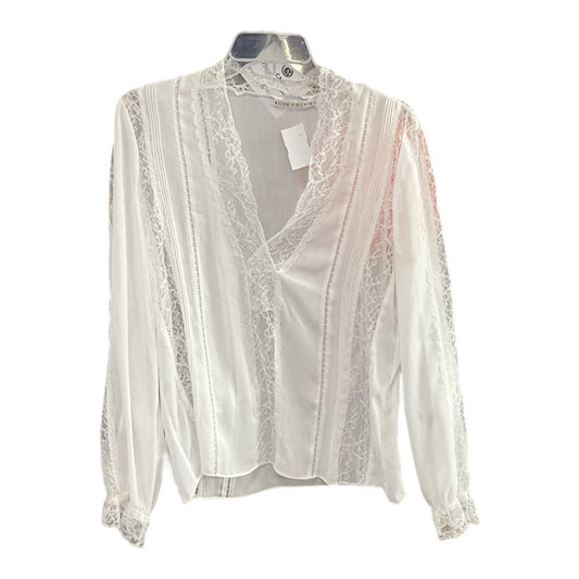 Top Long Sleeve Designer By Alice + Olivia In White, Size: M