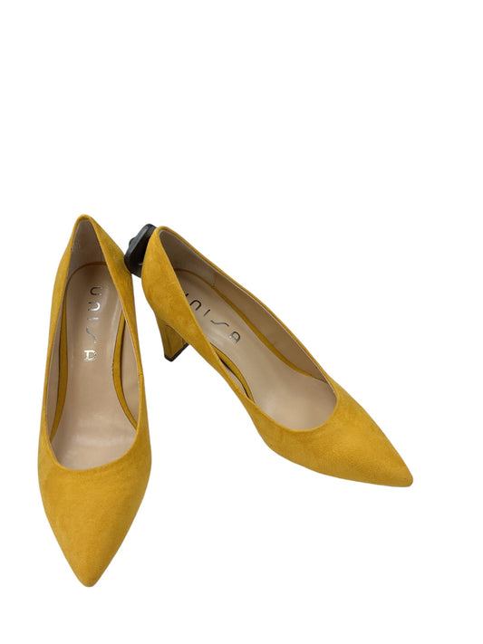 Shoes Heels Block By Unisa In Yellow, Size: 7.5