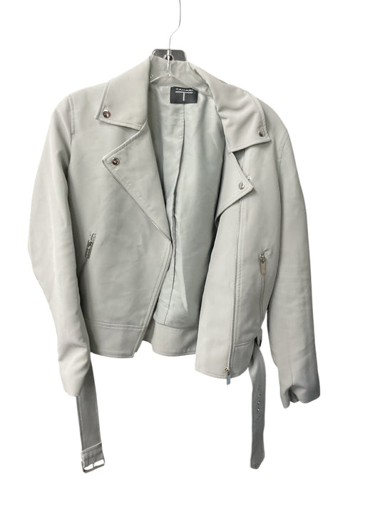 Jacket Moto By T Tahari In Grey, Size: M