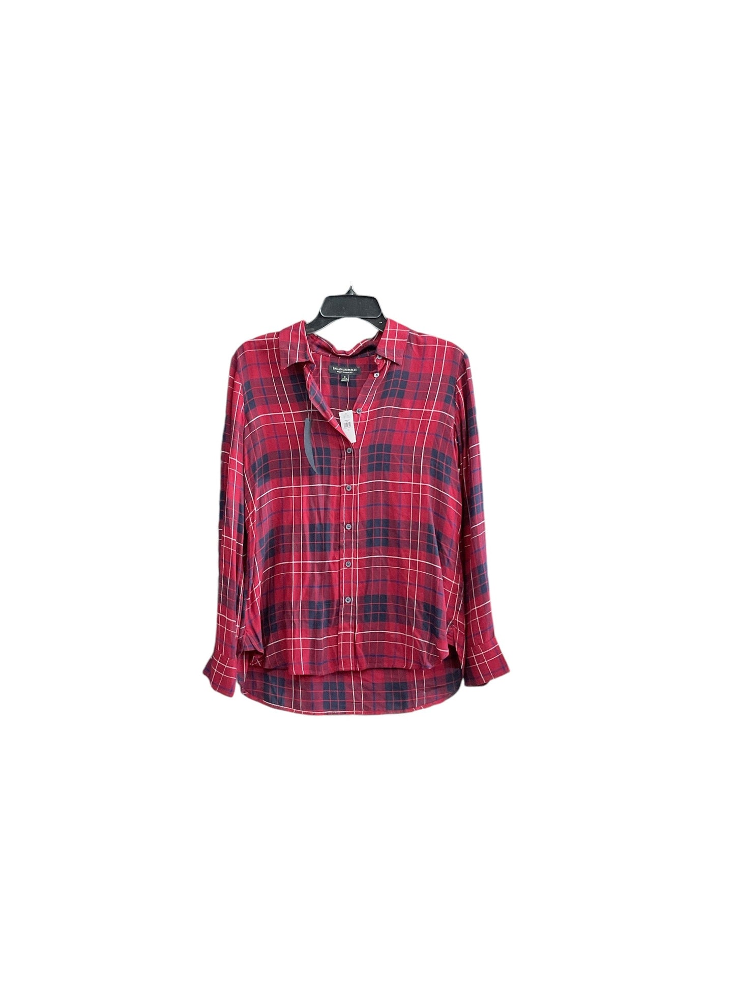 Top Long Sleeve By Banana Republic In Plaid Pattern, Size: S